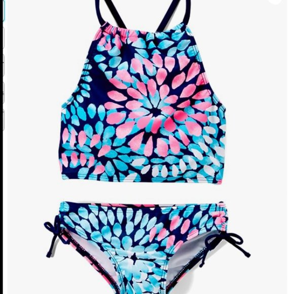 Kanu Surf Girls' Daisy  Beach Sport Halter Tankini 2-Piece Swimsuit Size 7 2142 - Picture 1 of 3